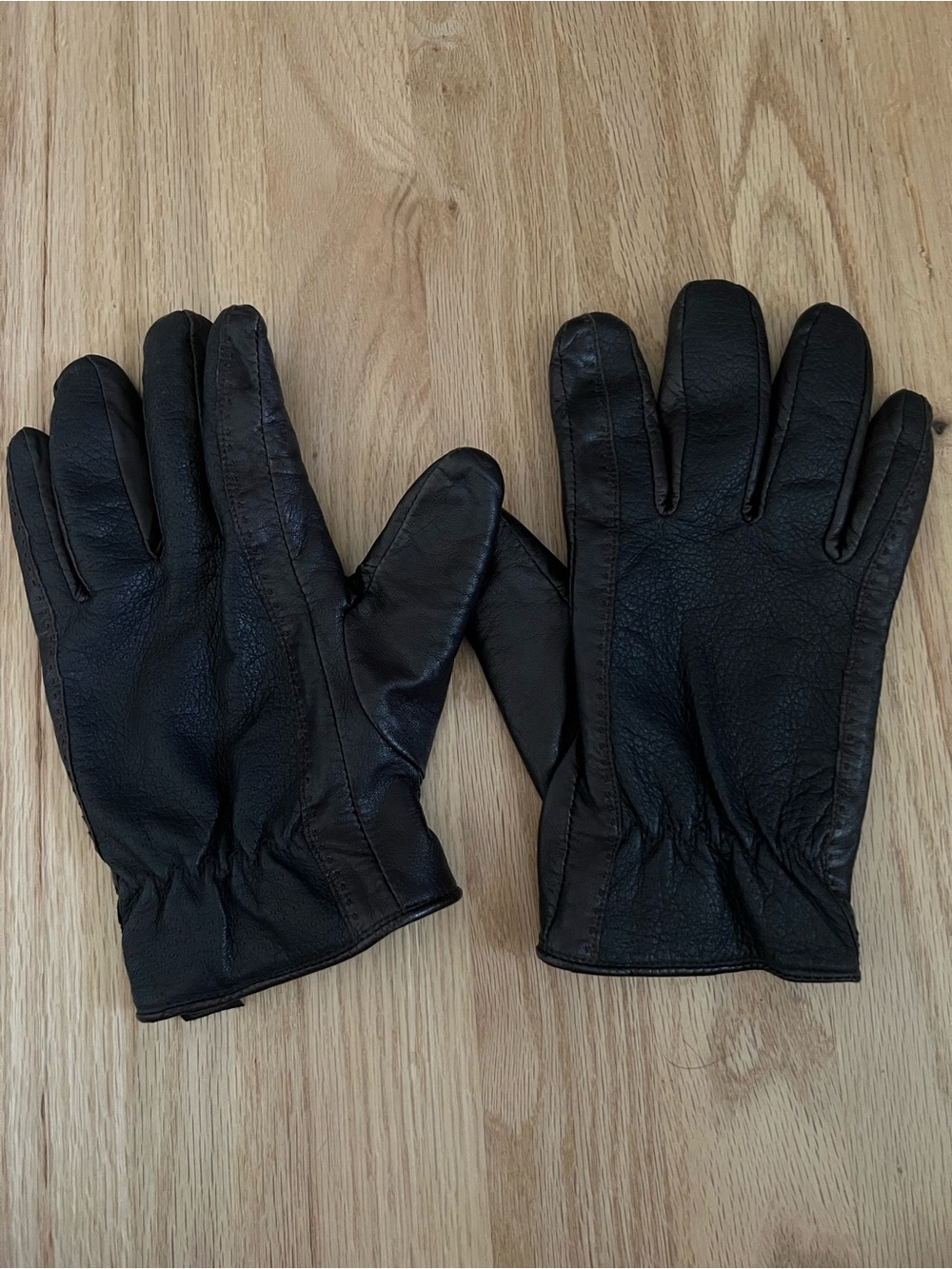Men's Vintage Gates Black Brown Leather Gloves with fleece lining